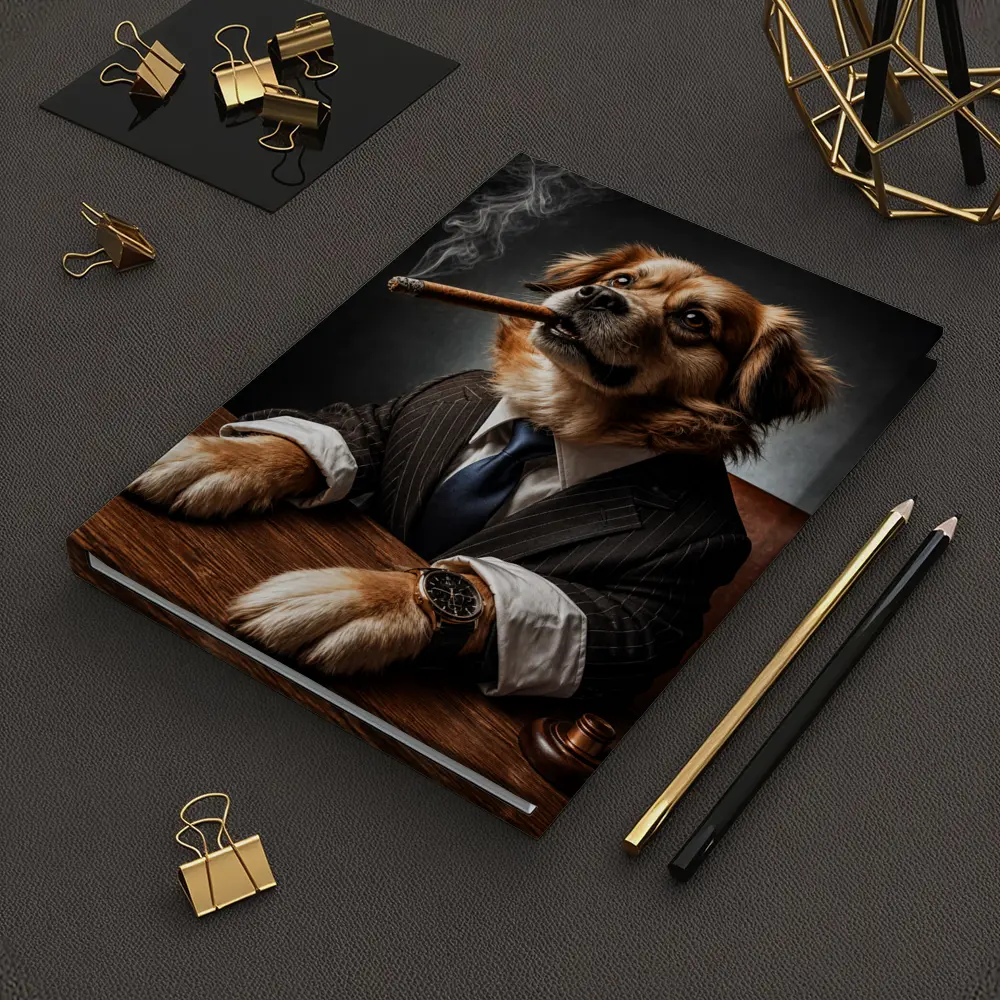Golden Retriever Boss Suit Cigar Dark – Notebooks