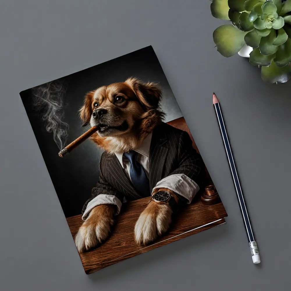 Golden Retriever Boss Suit Cigar Dark – Notebooks