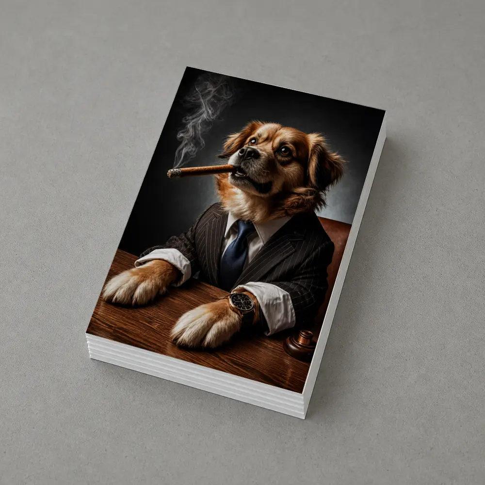 Golden Retriever Boss Suit Cigar Dark – Postcards