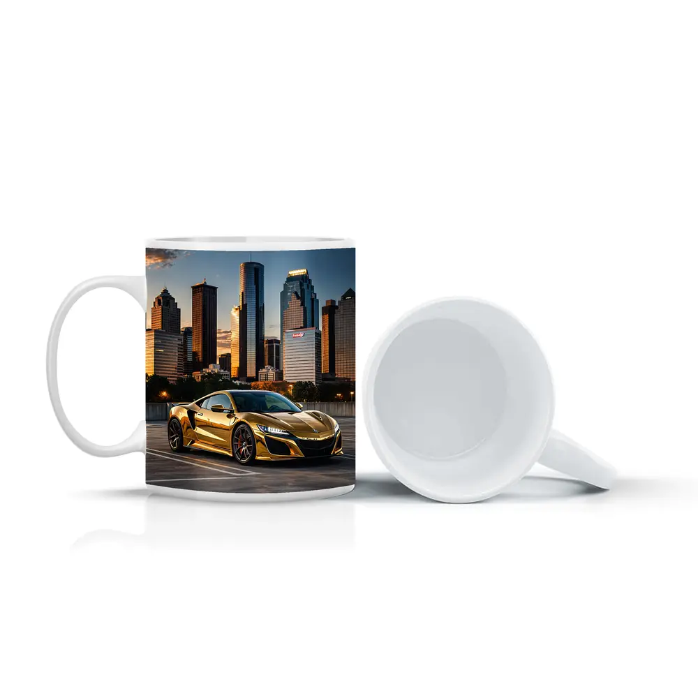 Gold Acura NSX Houston City Skyline – Mugs