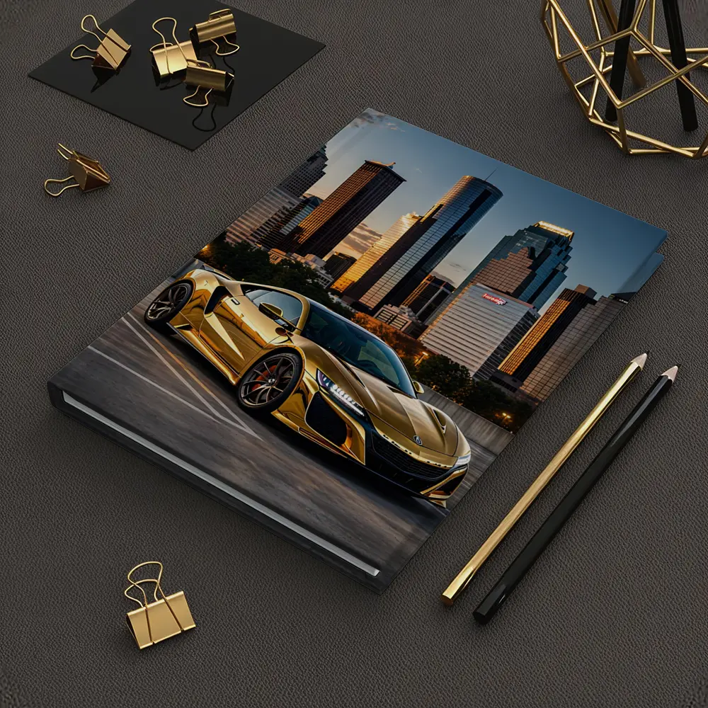 Gold Acura NSX Houston City Skyline – Notebooks