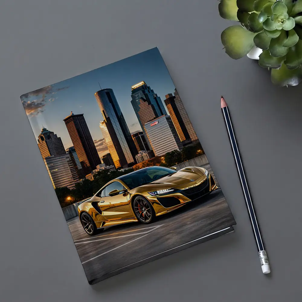 Gold Acura NSX Houston City Skyline – Notebooks