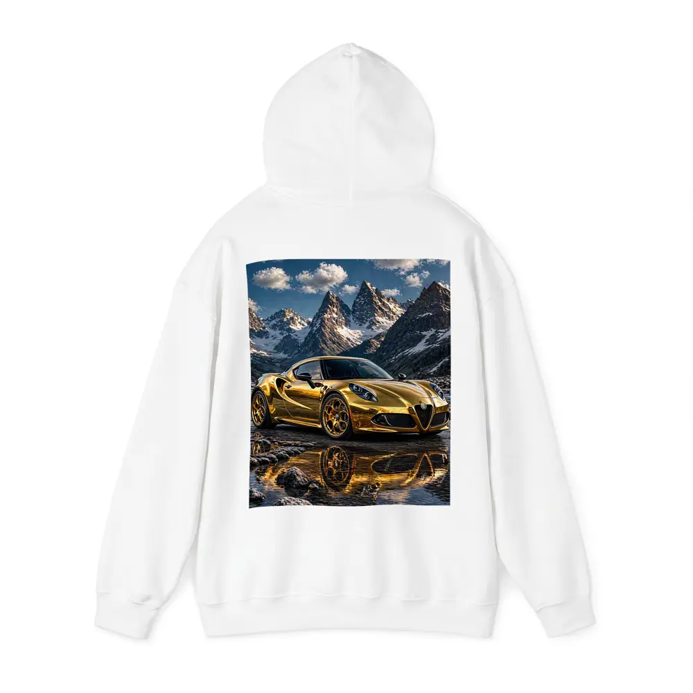 Gold Alfa Romeo 4C Mountain Reflection Scene – Hoodies