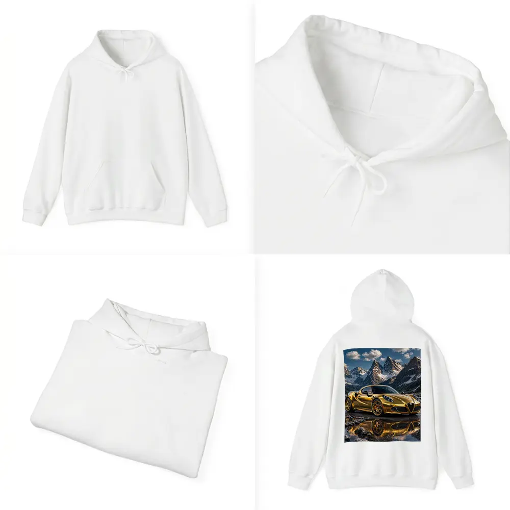 Gold Alfa Romeo 4C Mountain Reflection Scene – Hoodies