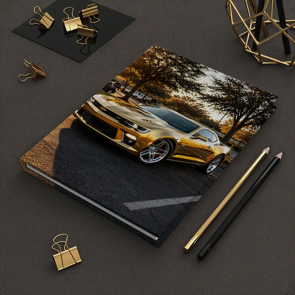 Gold Chevrolet Camaro SS Parking Lot Sunset – Notebooks
