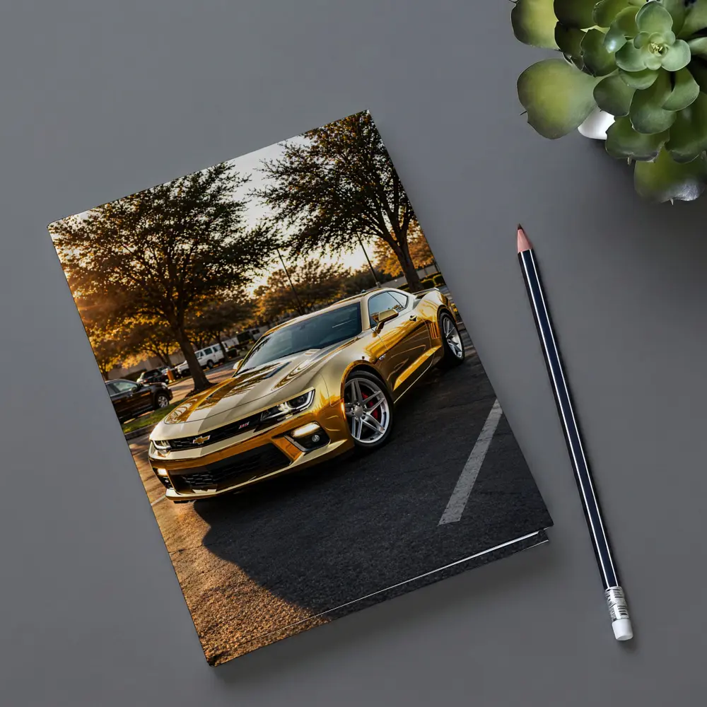 Gold Chevrolet Camaro SS Parking Lot Sunset – Notebooks