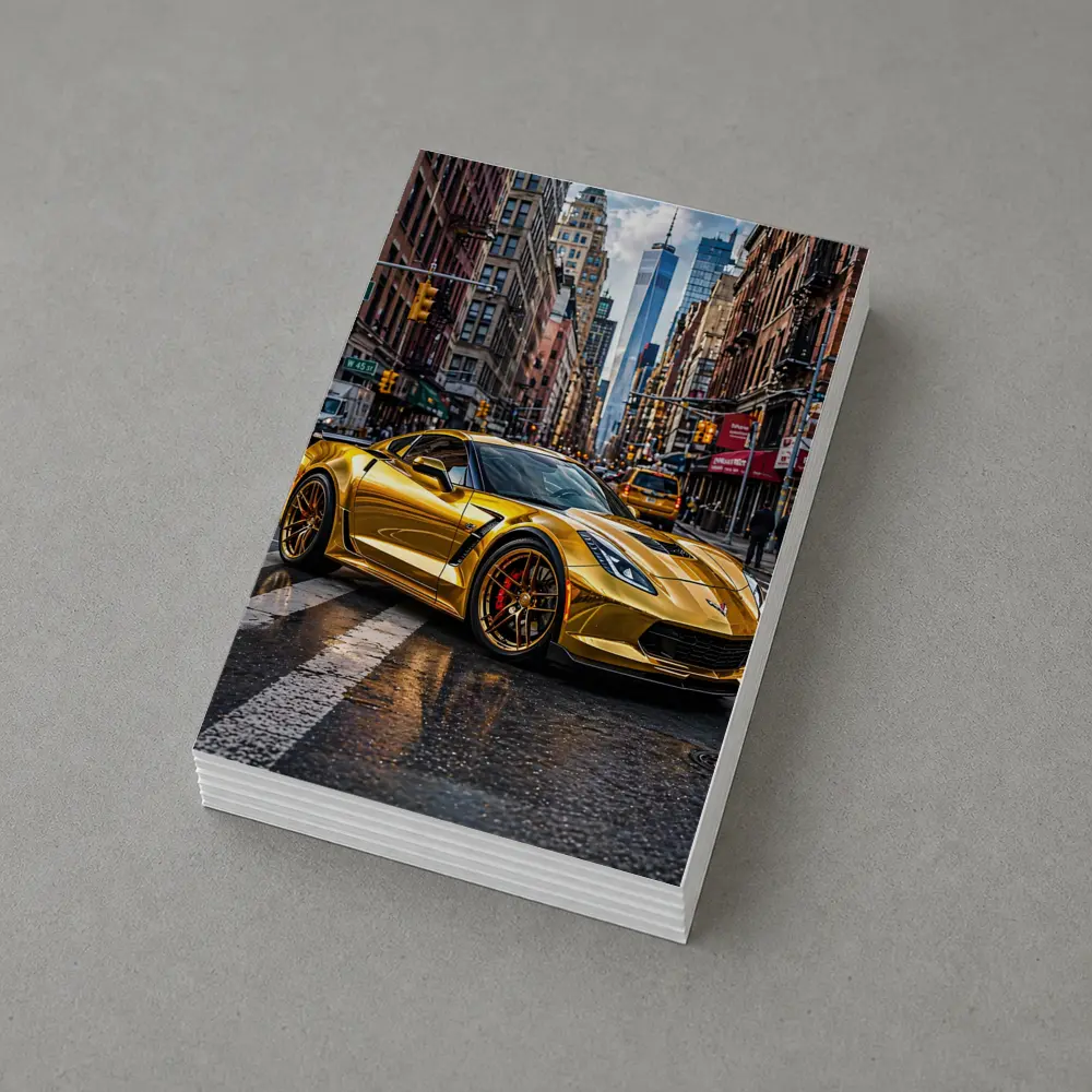 Gold Chevrolet Corvette New York City Street – Postcards