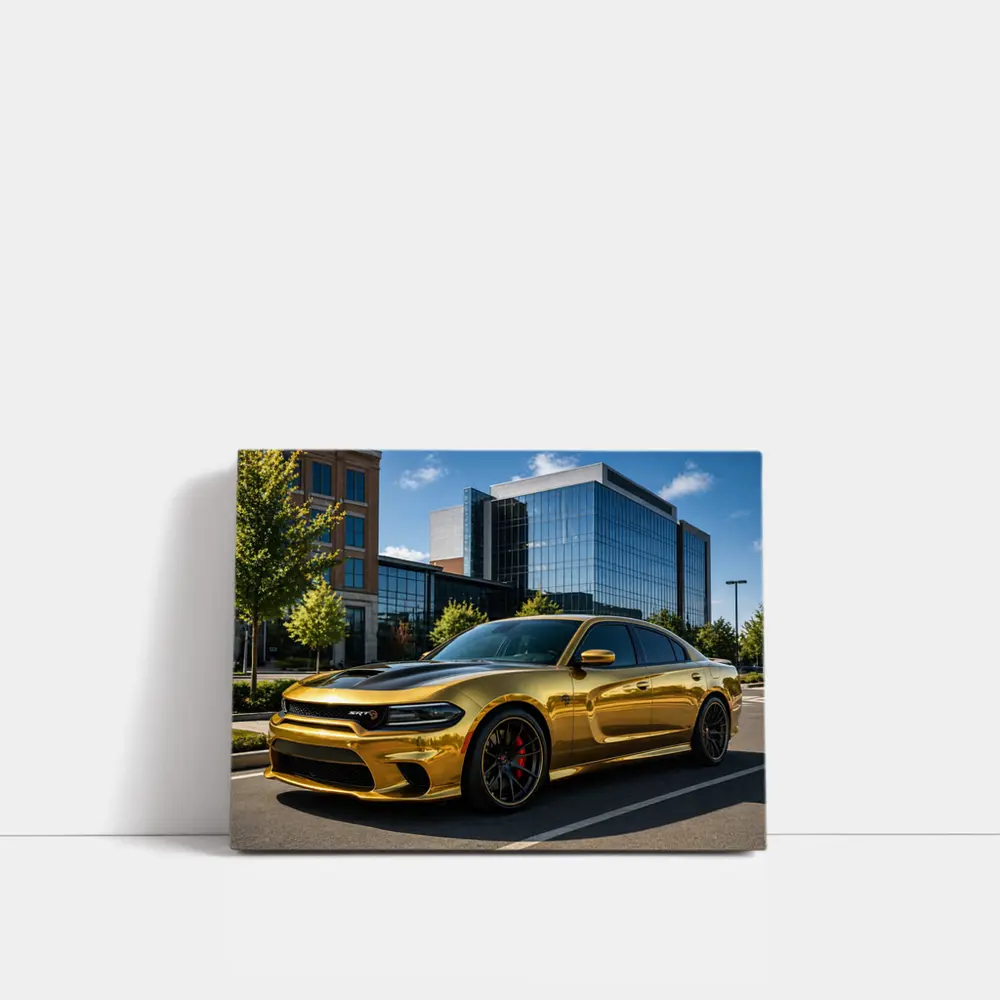 Gold Dodge Charger SRT Hellcat Urban Parking – Wall Art