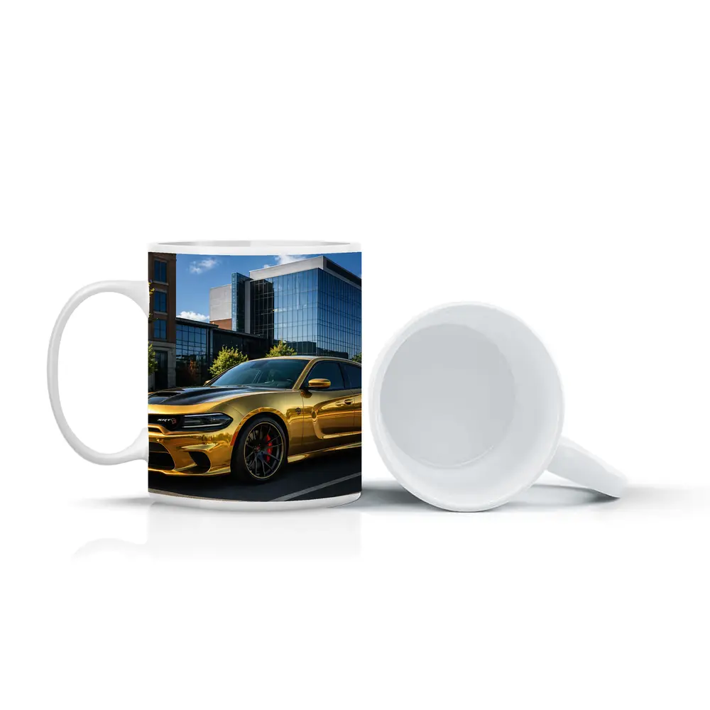 Gold Dodge Charger SRT Hellcat Urban Parking – Mugs
