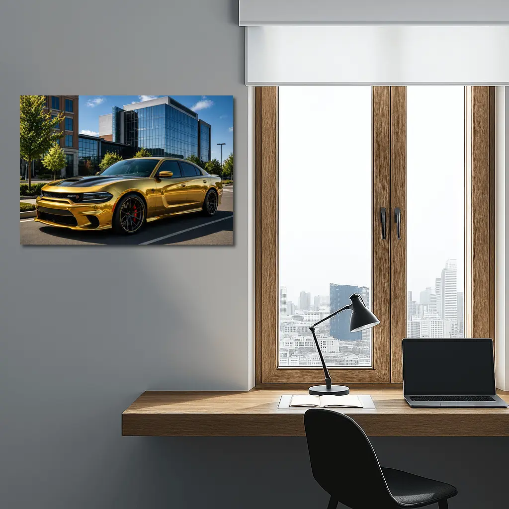 Gold Dodge Charger SRT Hellcat Urban Parking – Wall Art