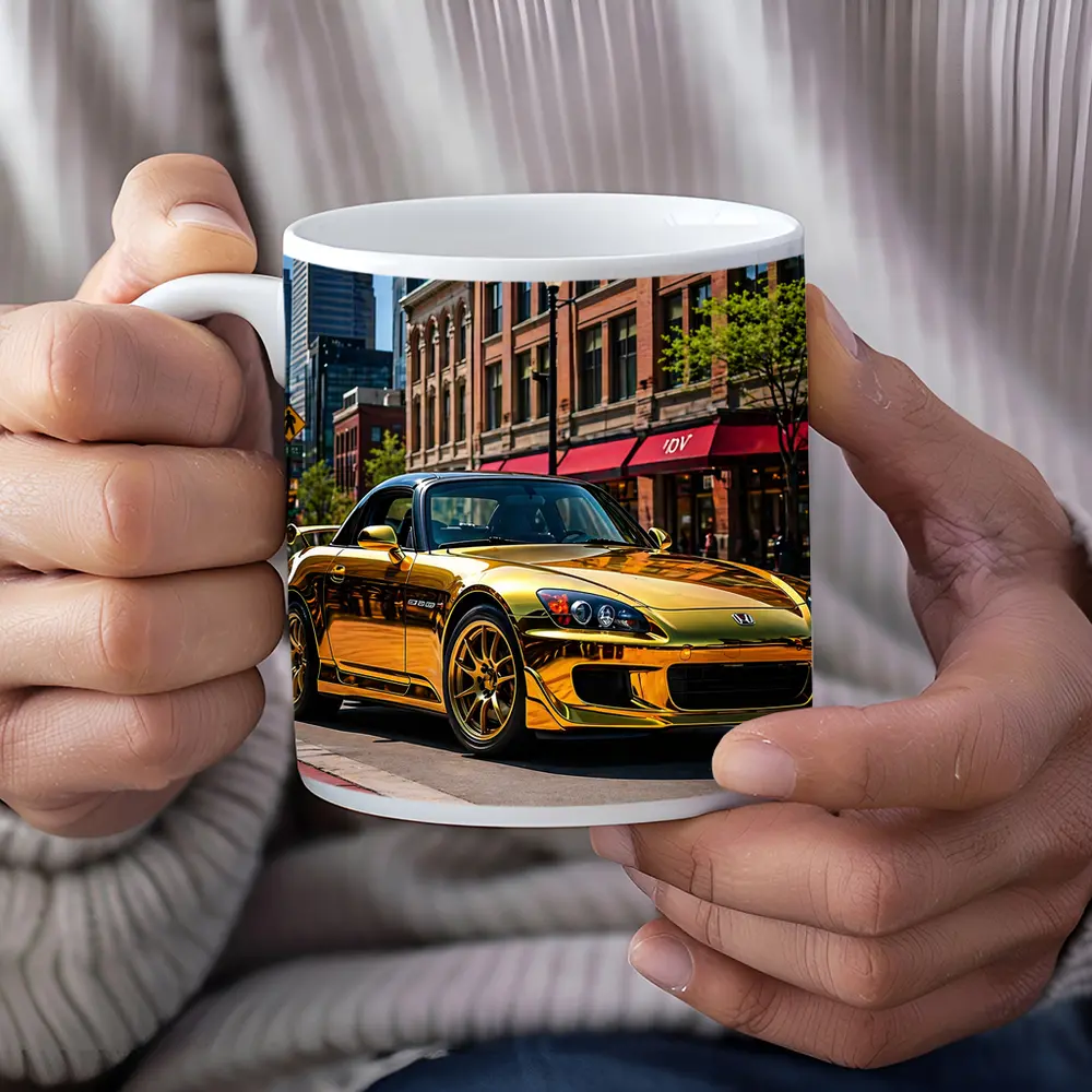 Gold Honda S2000 Downtown City Street – Mugs