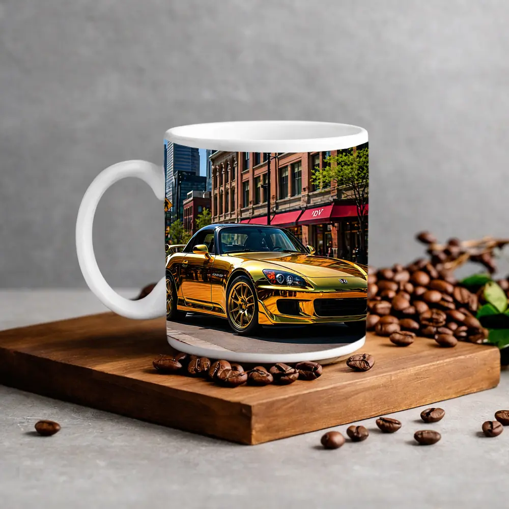 Gold Honda S2000 Downtown City Street – Mugs