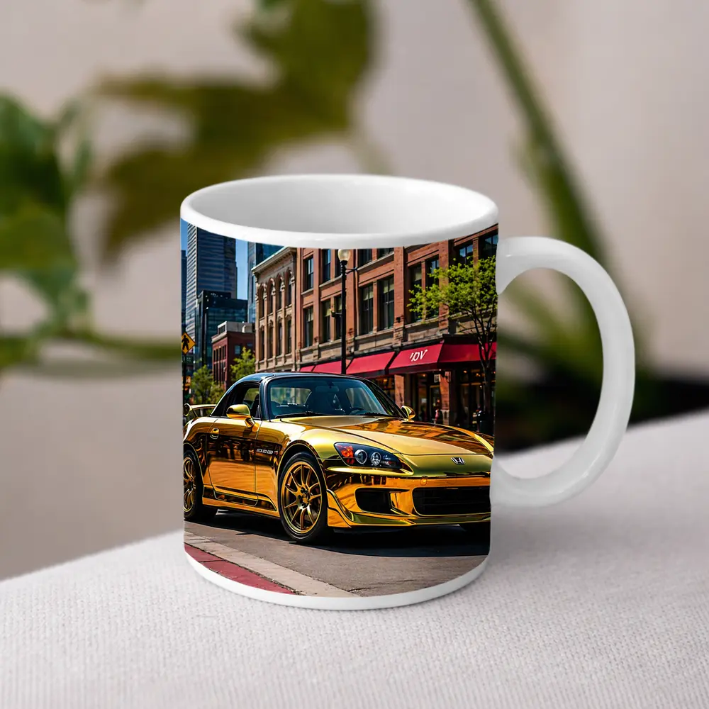 Gold Honda S2000 Downtown City Street – Mugs