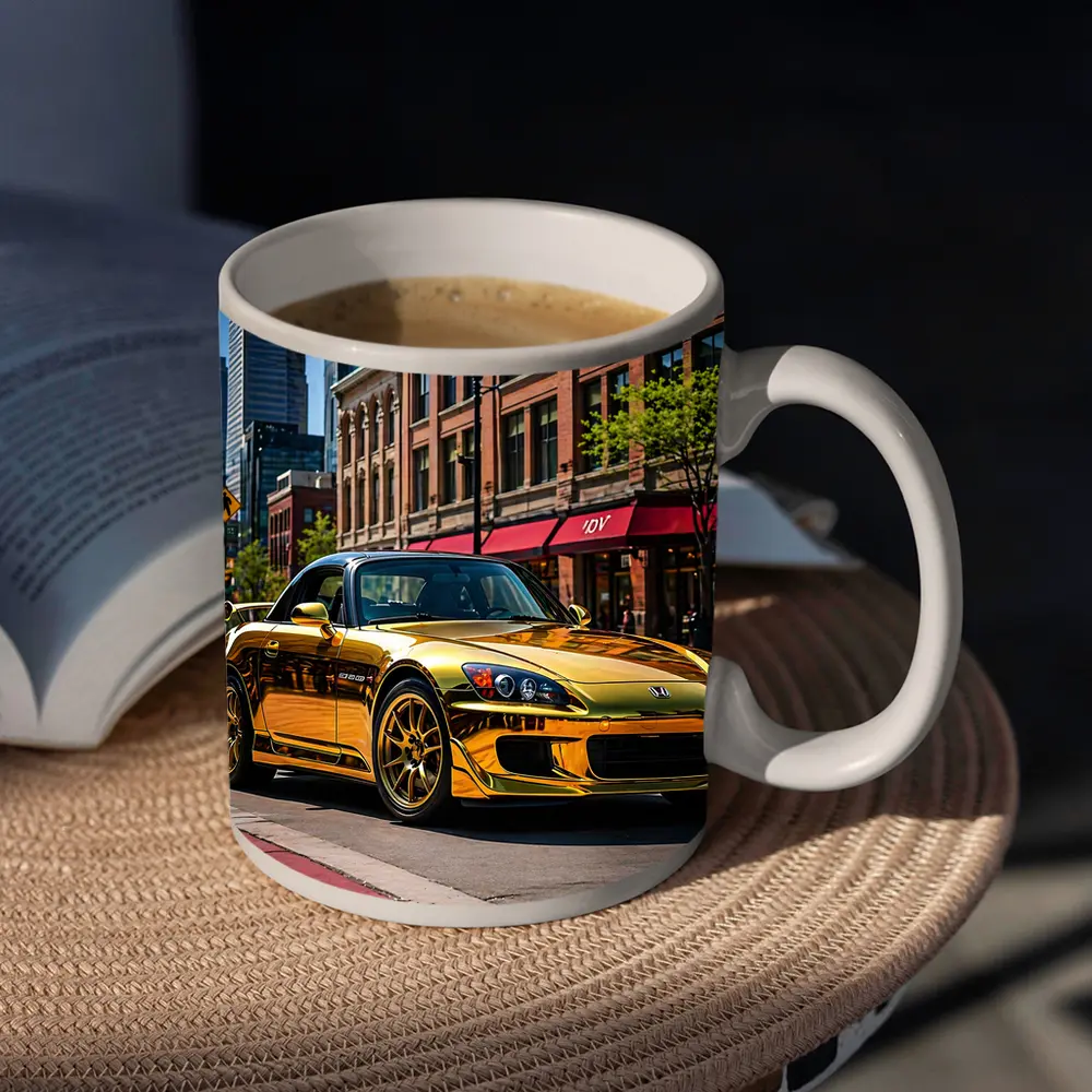Gold Honda S2000 Downtown City Street – Mugs