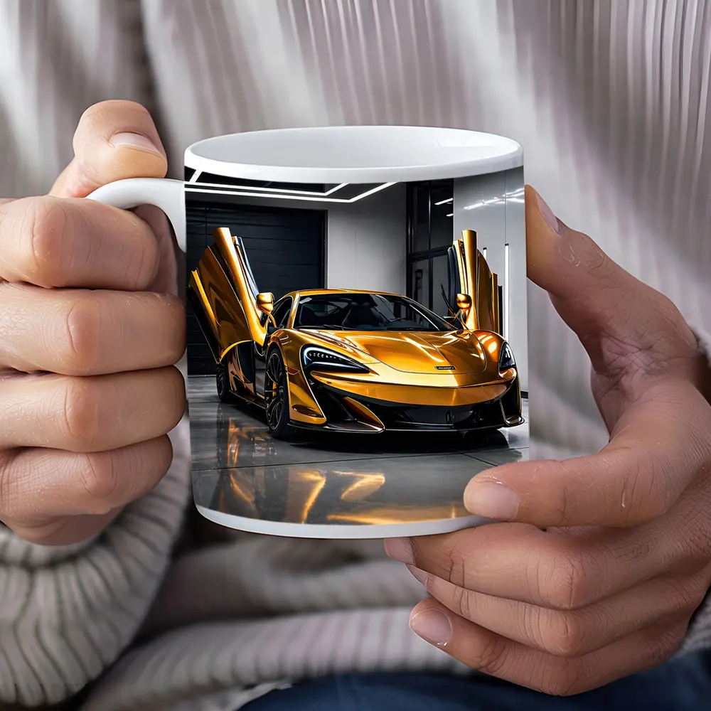 McLaren 600LT Gold Doors Open Garage – Mugs