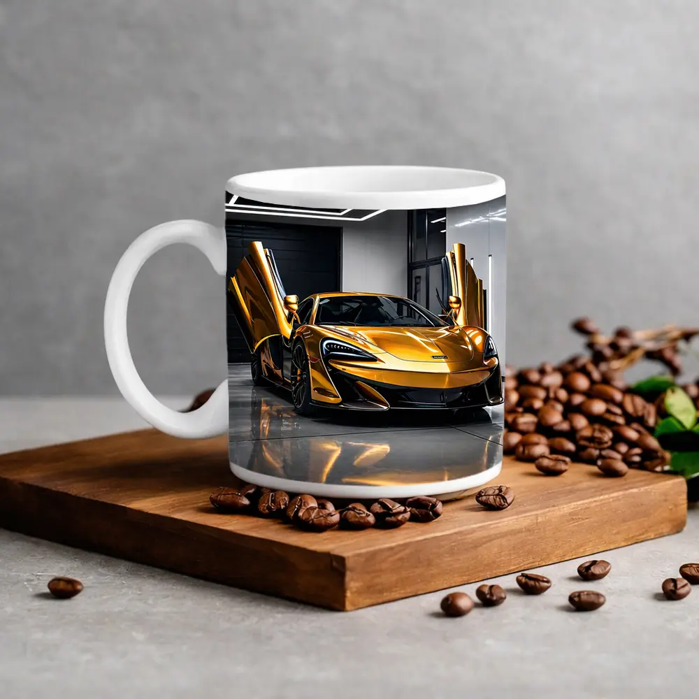 McLaren 600LT Gold Doors Open Garage – Mugs