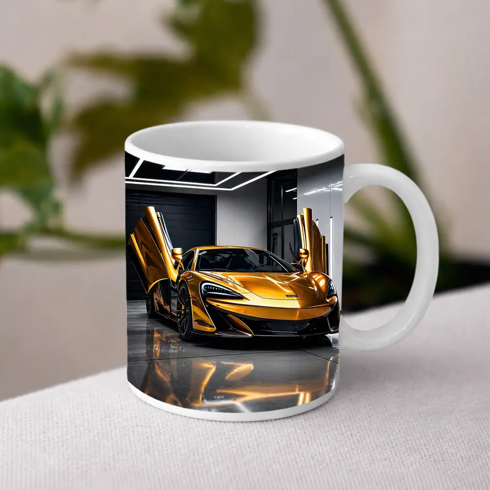 McLaren 600LT Gold Doors Open Garage – Mugs