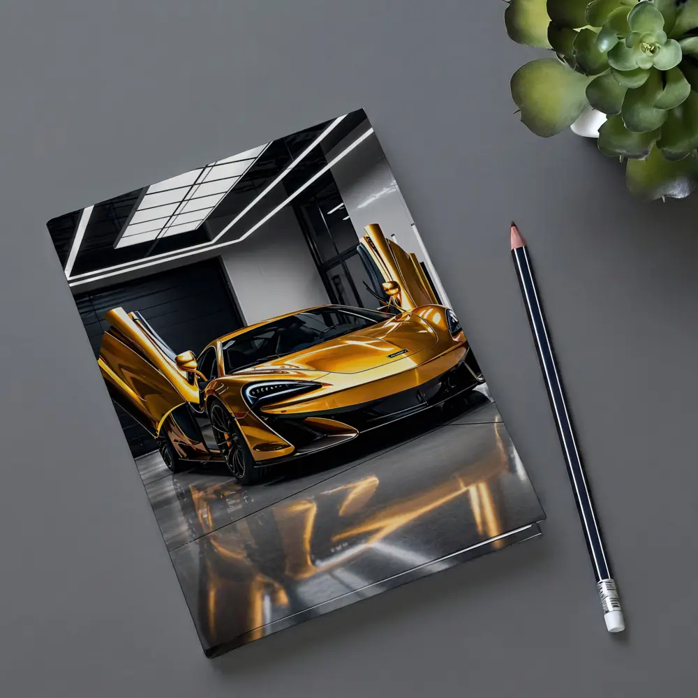 McLaren 600LT Gold Doors Open Garage – Notebooks