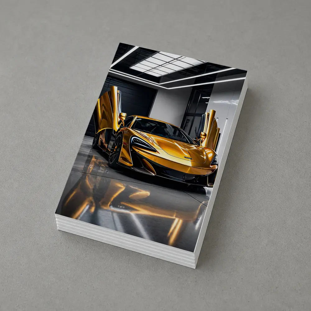 McLaren 600LT Gold Doors Open Garage – Postcards