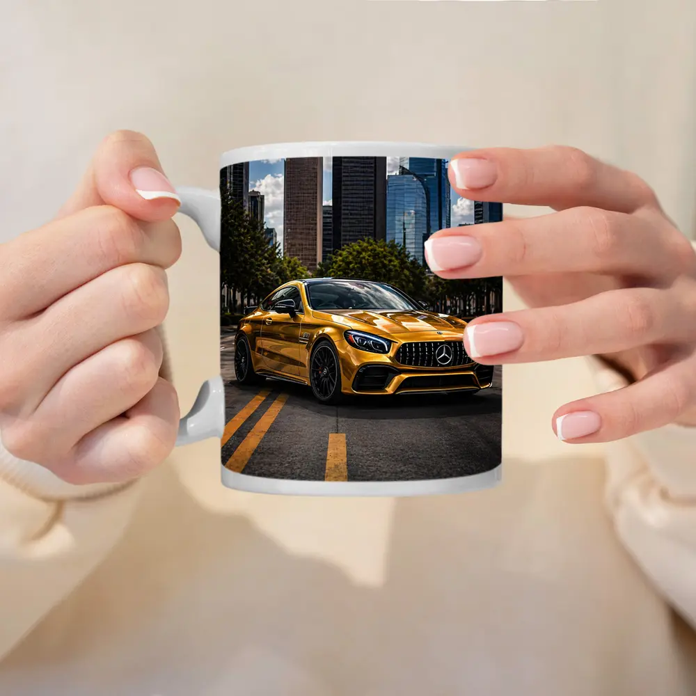 Gold Mercedes AMG GT City Skyline – Mugs