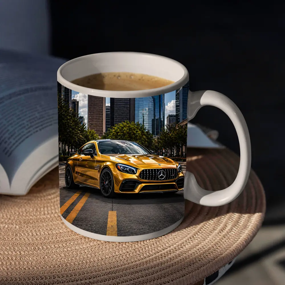 Gold Mercedes AMG GT City Skyline – Mugs