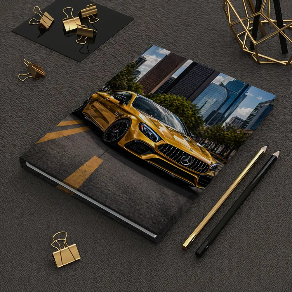 Gold Mercedes AMG GT City Skyline – Notebooks