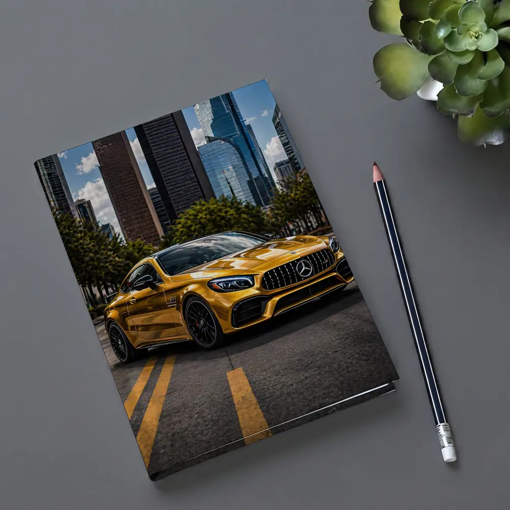 Gold Mercedes AMG GT City Skyline – Notebooks
