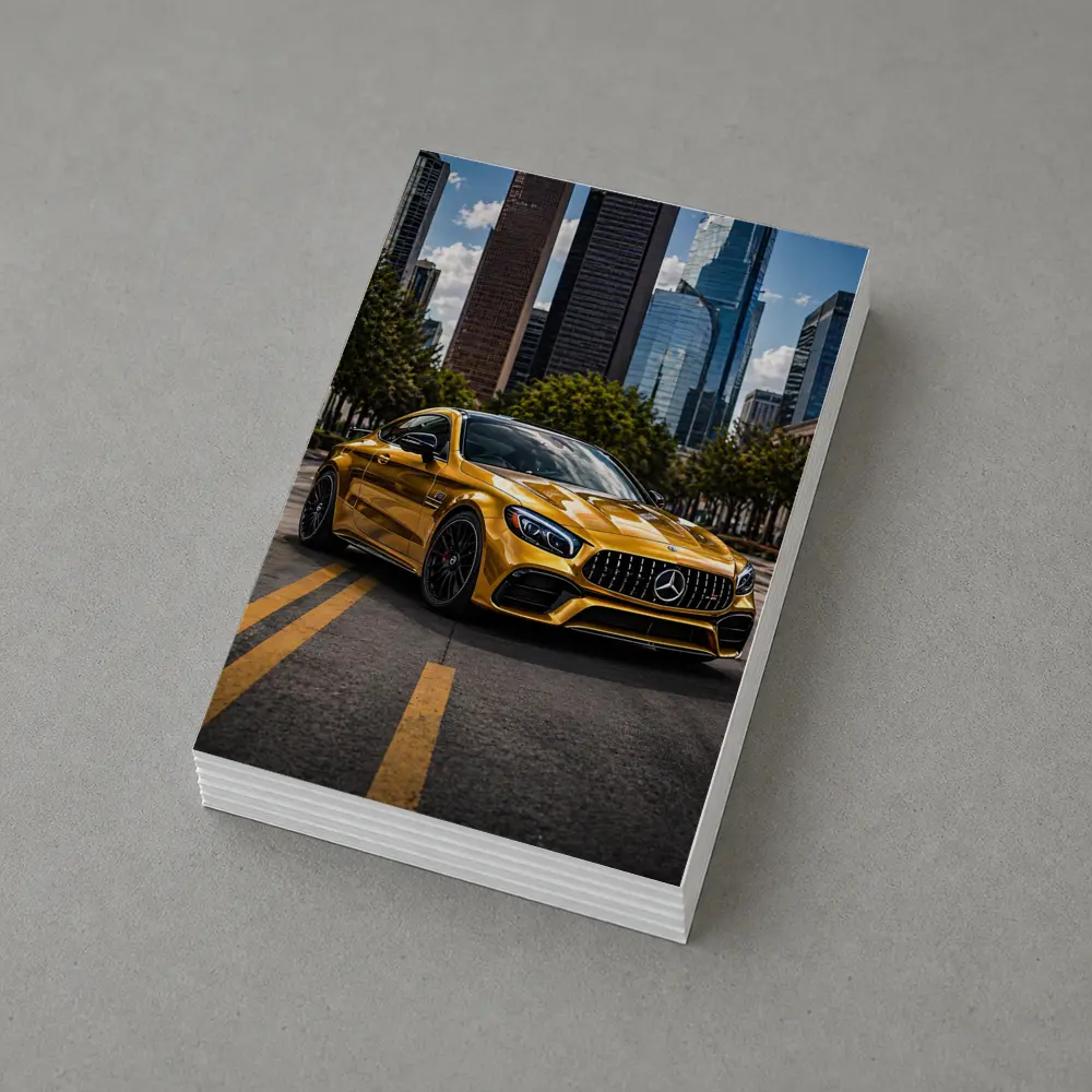 Gold Mercedes AMG GT City Skyline – Postcards