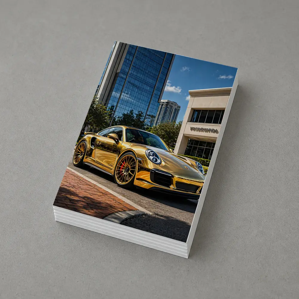 Gold Porsche 911 City Urban Background – Postcards