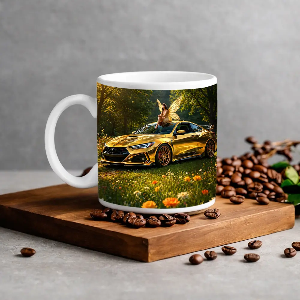 Gold Acura Integra Fairy Meadow Scene – Mugs