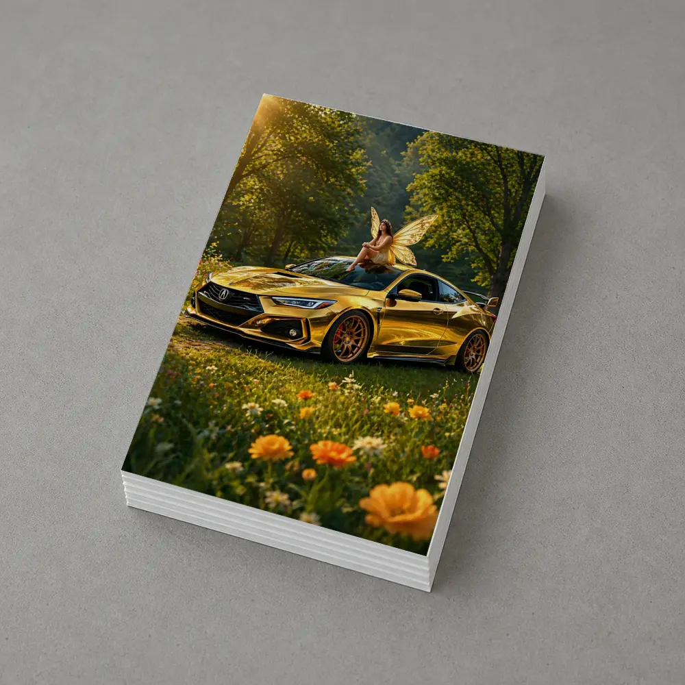 Gold Acura Integra Fairy Meadow Scene – Postcards