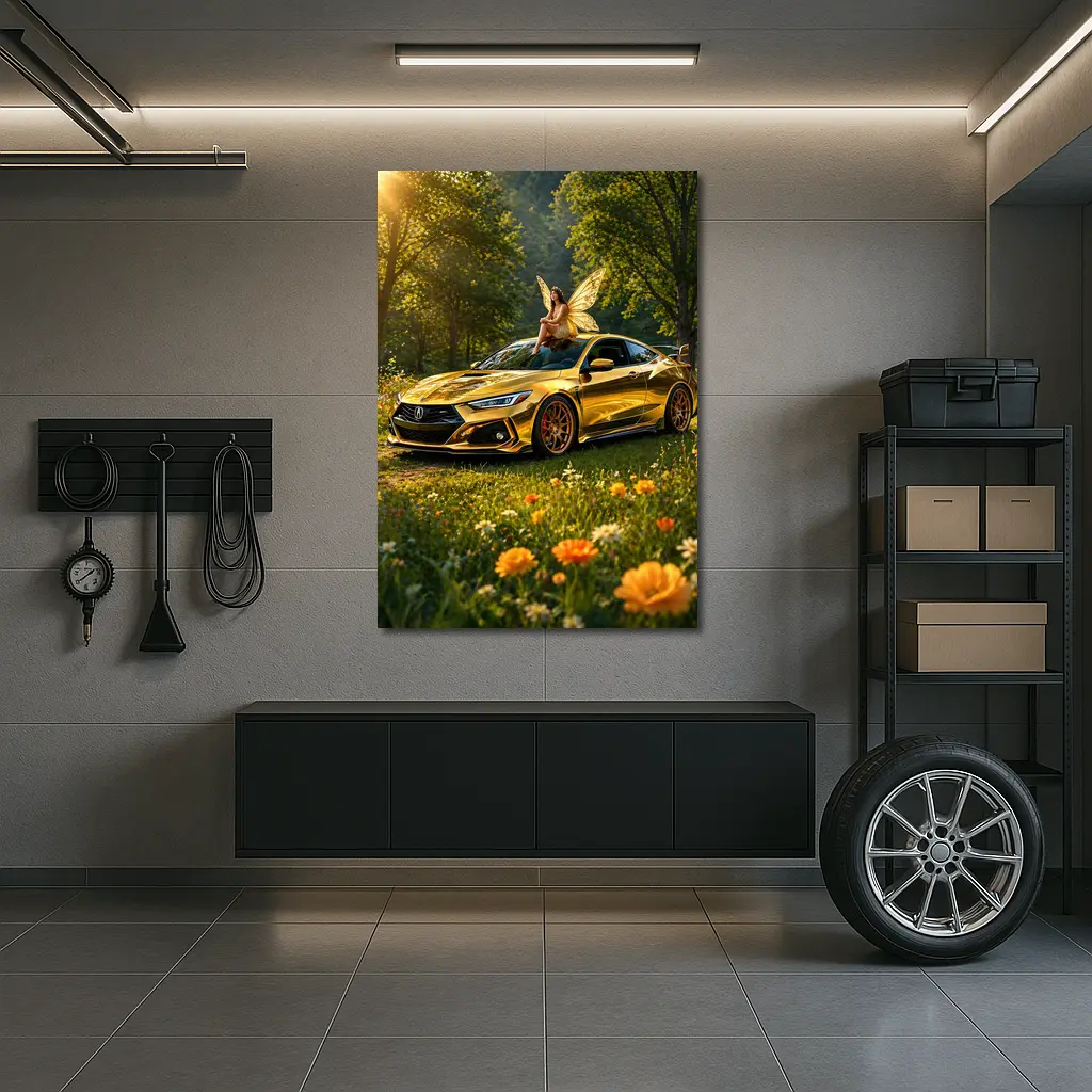Gold Acura Integra Fairy Meadow Scene – Wall Art