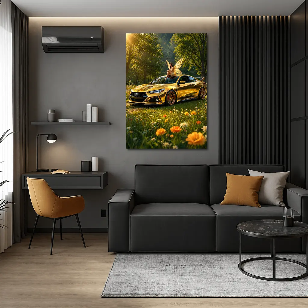 Gold Acura Integra Fairy Meadow Scene – Wall Art