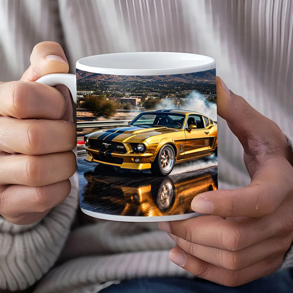 Golden Ford Mustang GT500 Burnout Track – Mugs