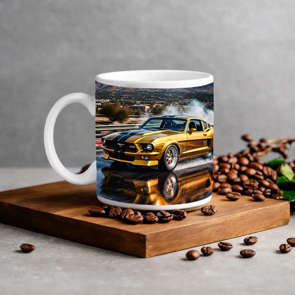 Golden Ford Mustang GT500 Burnout Track – Mugs