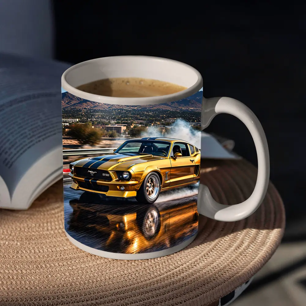 Golden Ford Mustang GT500 Burnout Track – Mugs