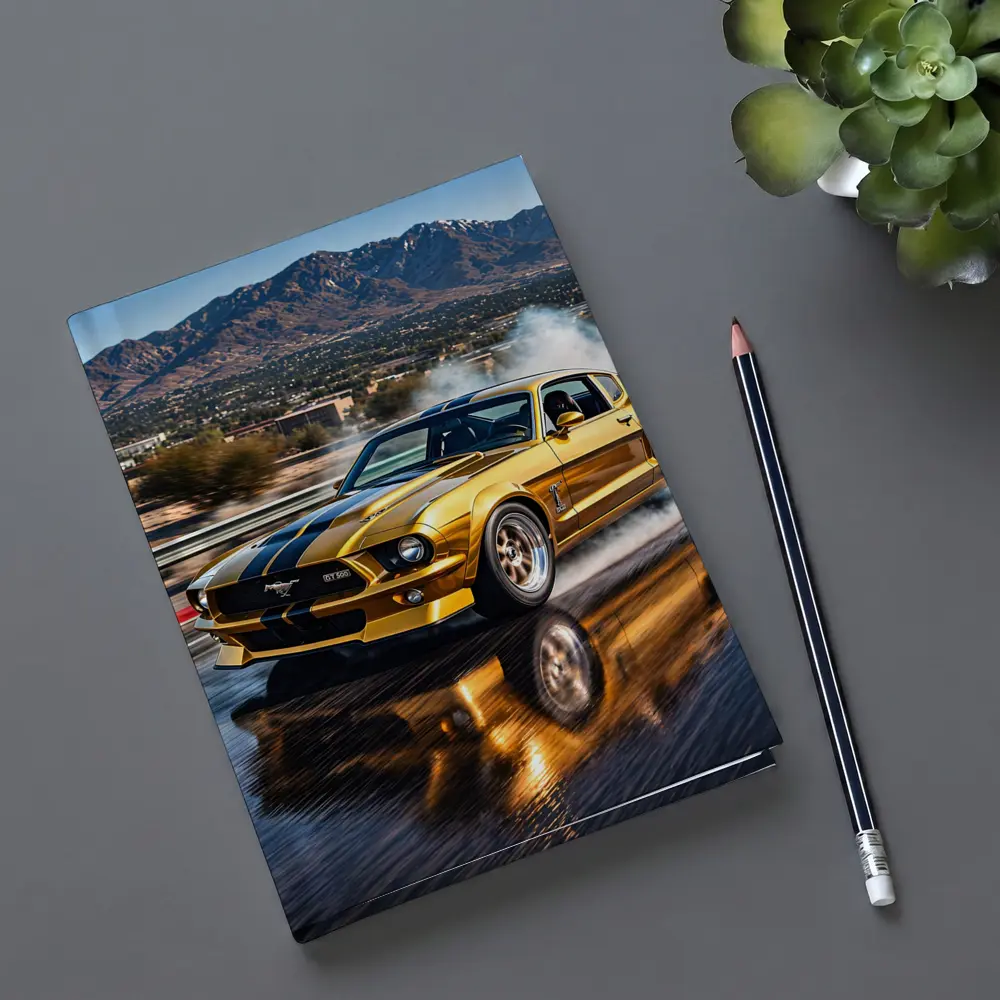Golden Ford Mustang GT500 Burnout Track – Notebooks