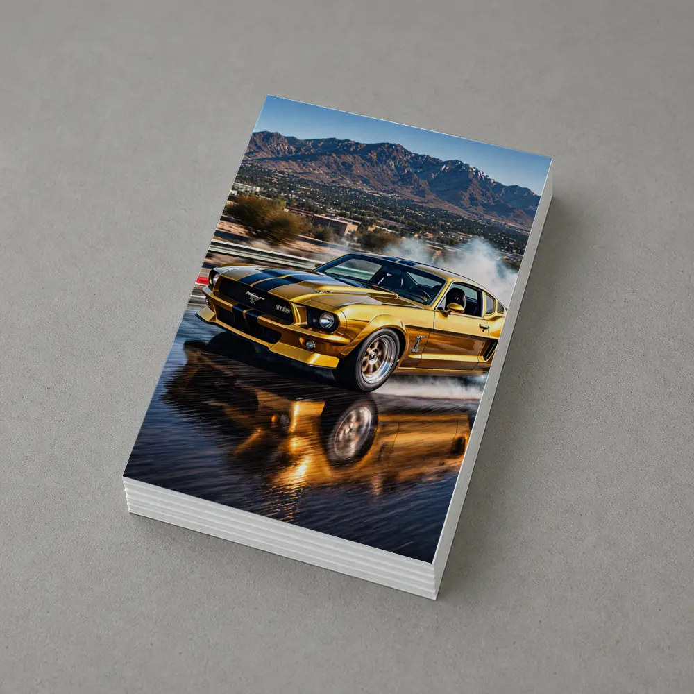 Golden Ford Mustang GT500 Burnout Track – Postcards