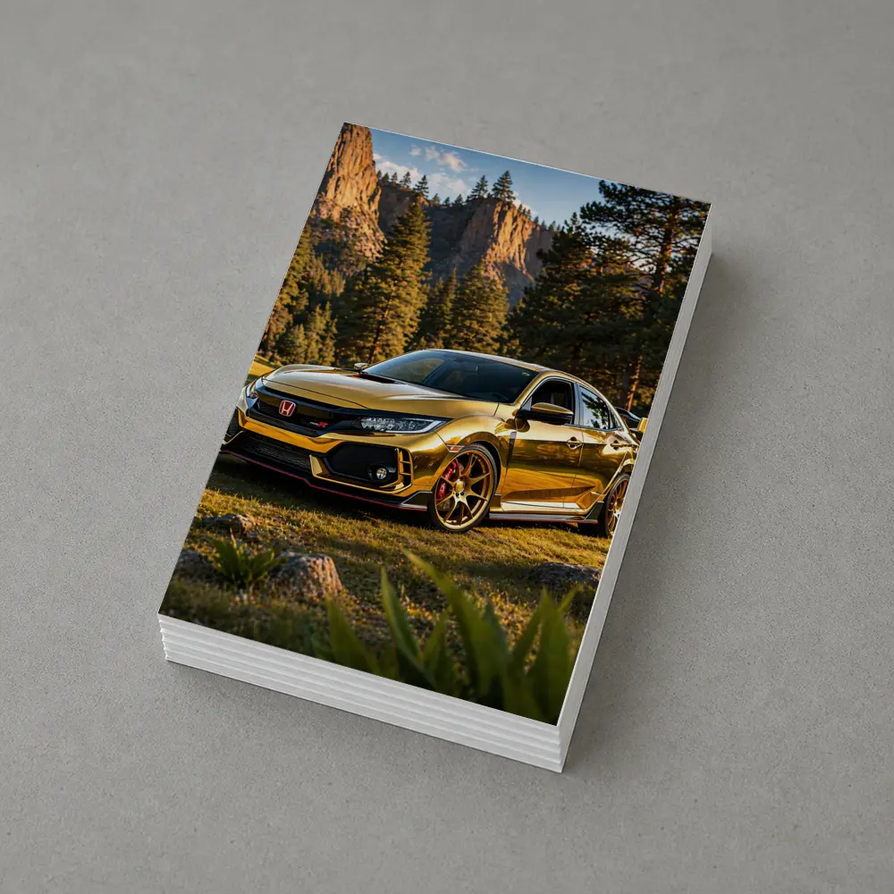 Gold Honda Civic Type R Mountain Forest – Postcards