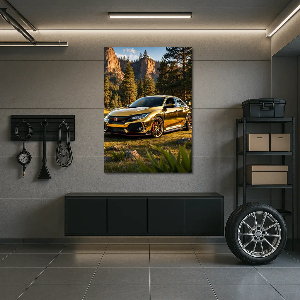 Gold Honda Civic Type R Mountain Forest – Wall Art