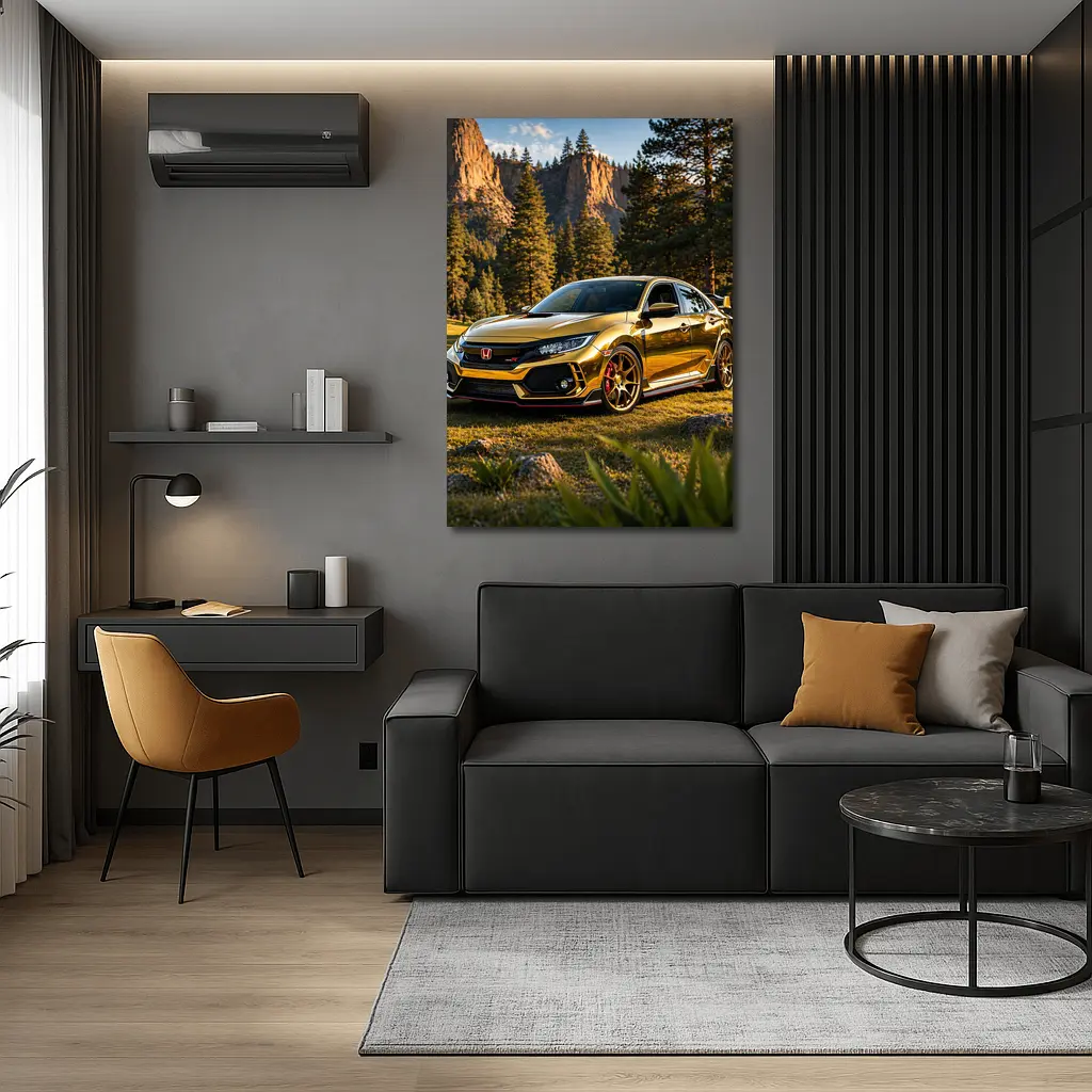 Gold Honda Civic Type R Mountain Forest – Wall Art