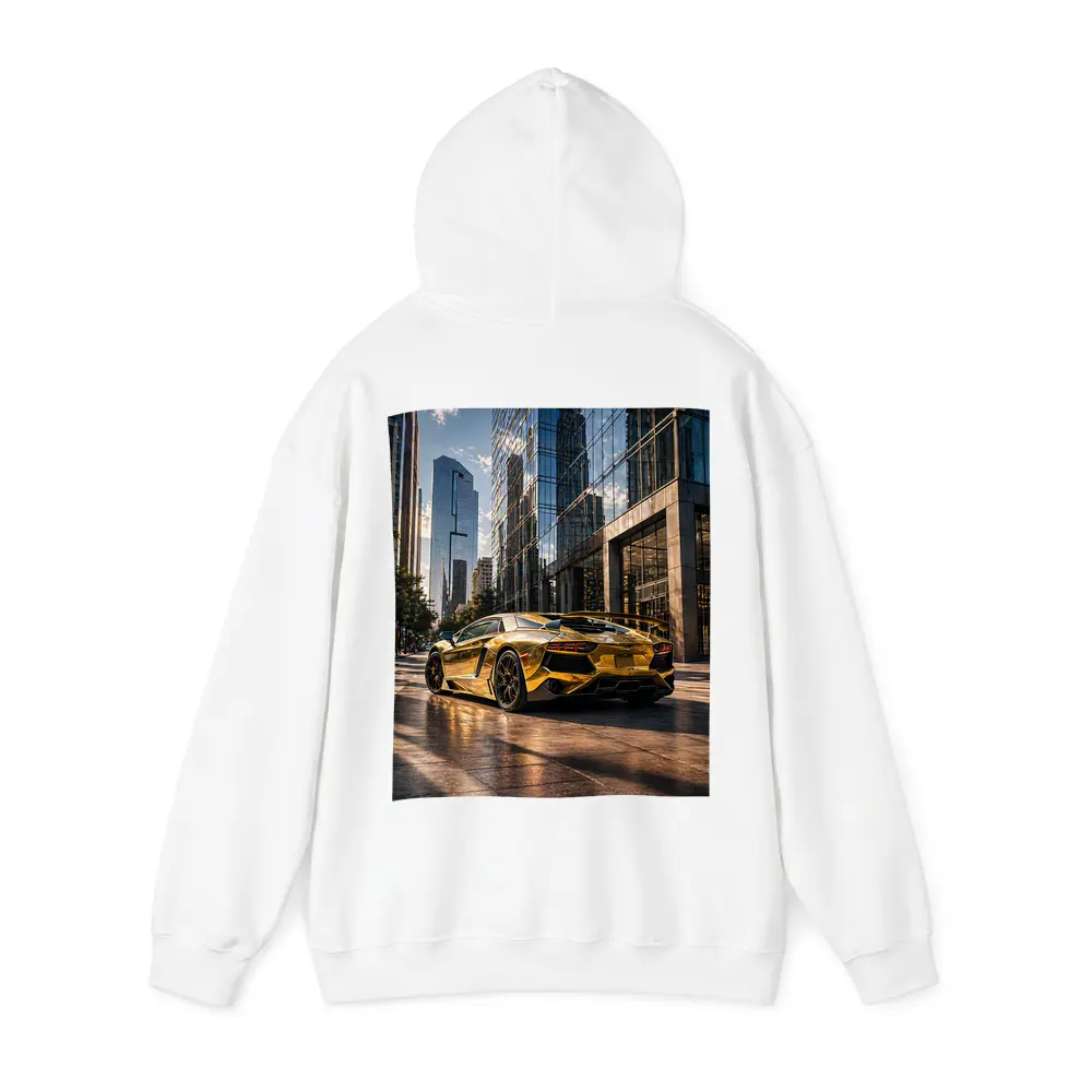 Gold Lamborghini Aventador City Street Scene – Hoodies