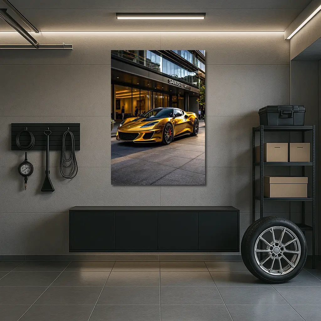 Lotus Evora Gold Chrome City Hotel Setting – Wall Art