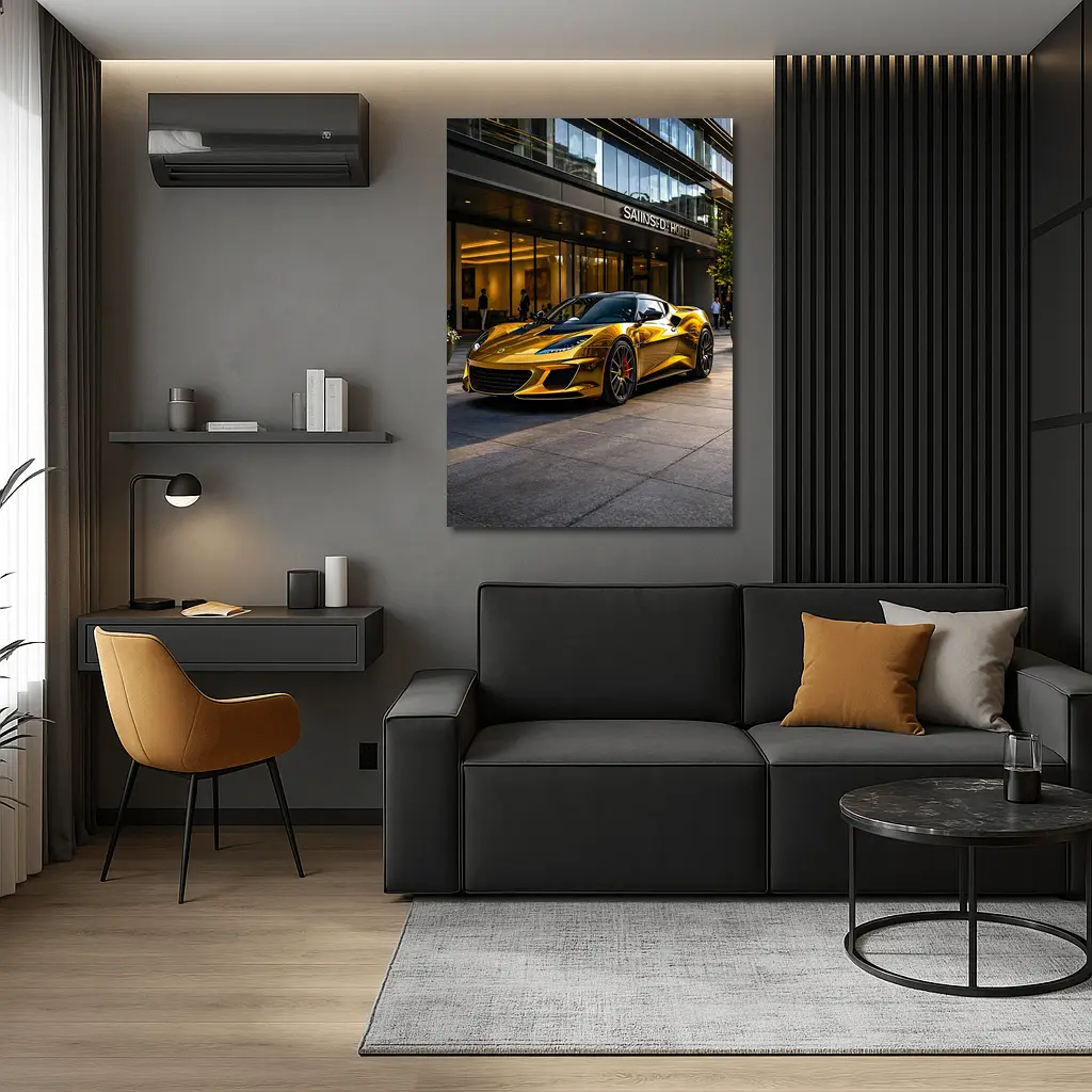 Lotus Evora Gold Chrome City Hotel Setting – Wall Art