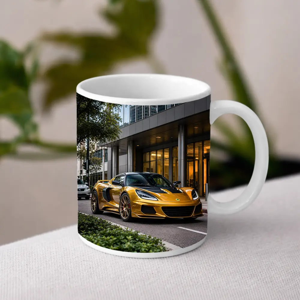 Lotus Emira Gold Supercar City Street – Mugs