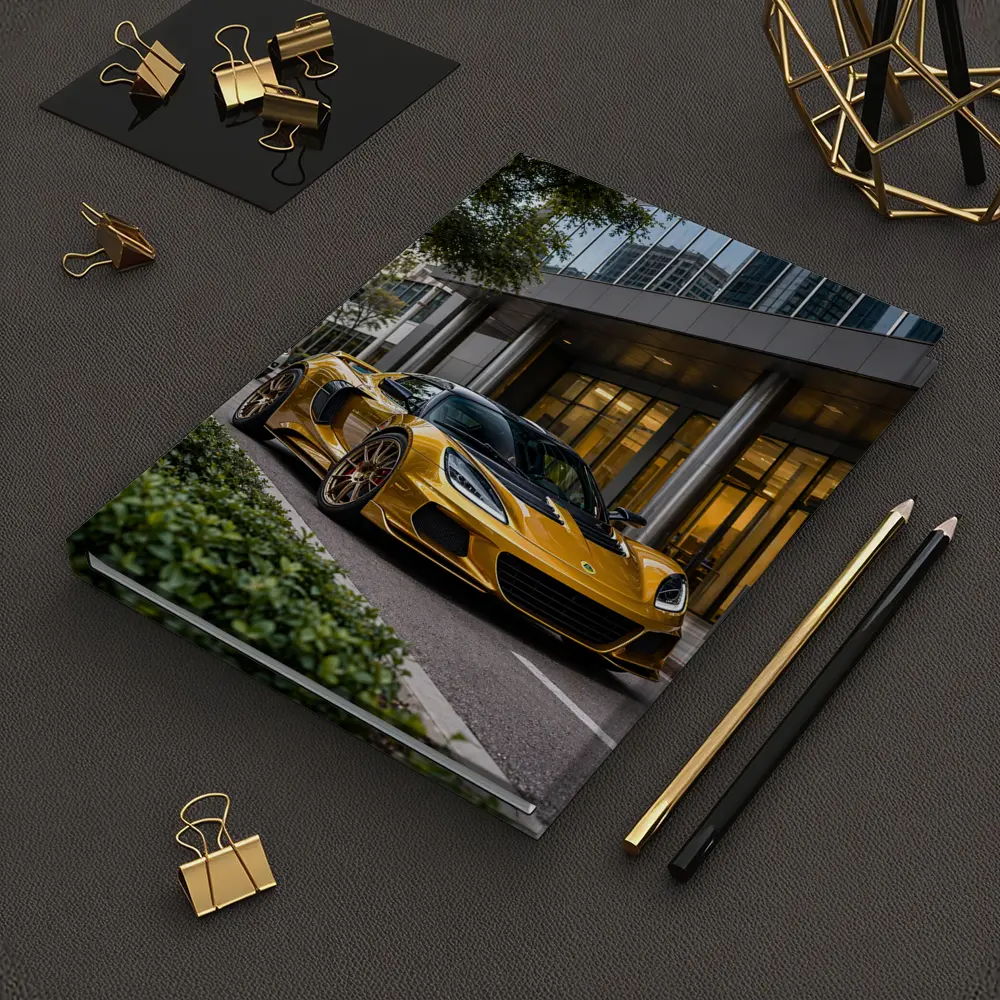 Lotus Emira Gold Supercar City Street – Notebooks