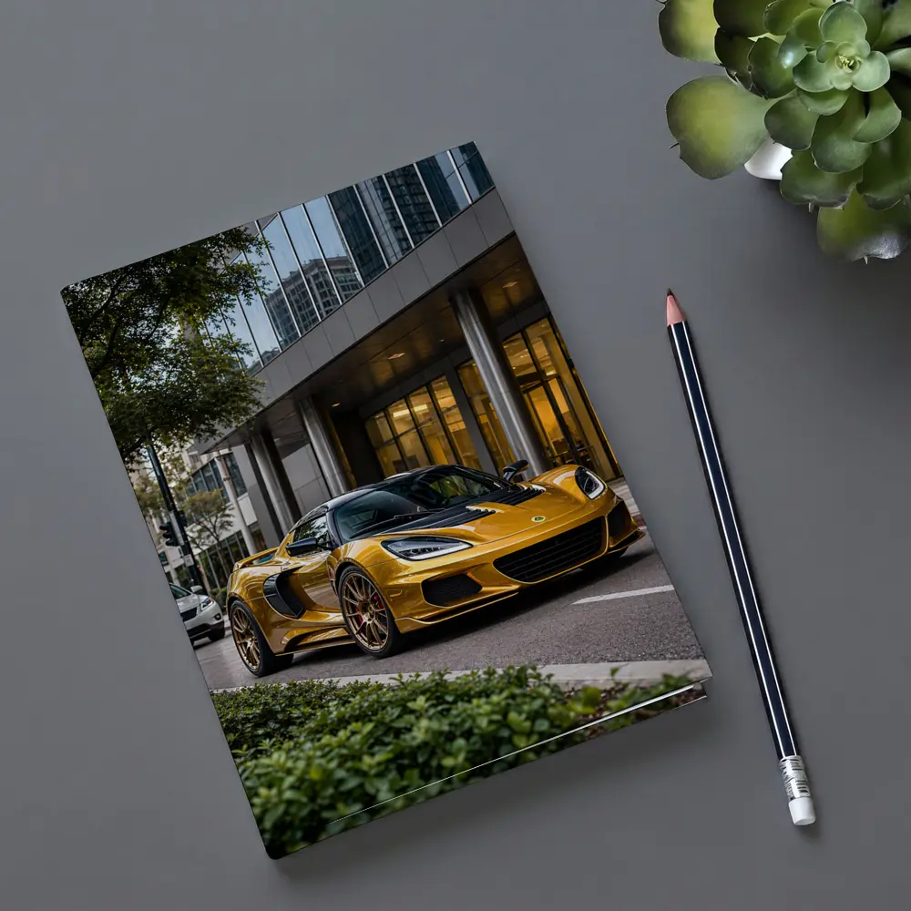Lotus Emira Gold Supercar City Street – Notebooks