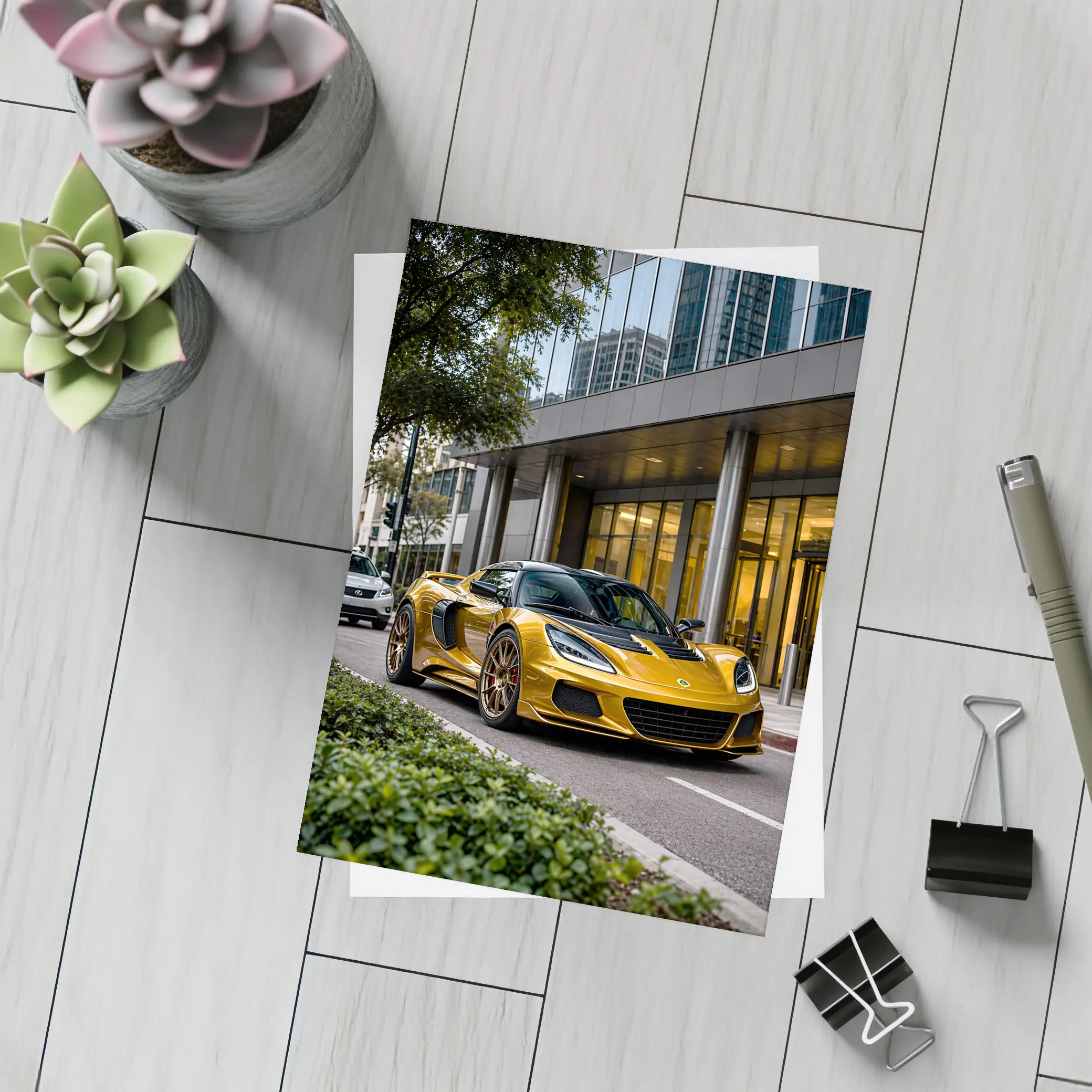 Lotus Emira Gold Supercar City Street – Postcards