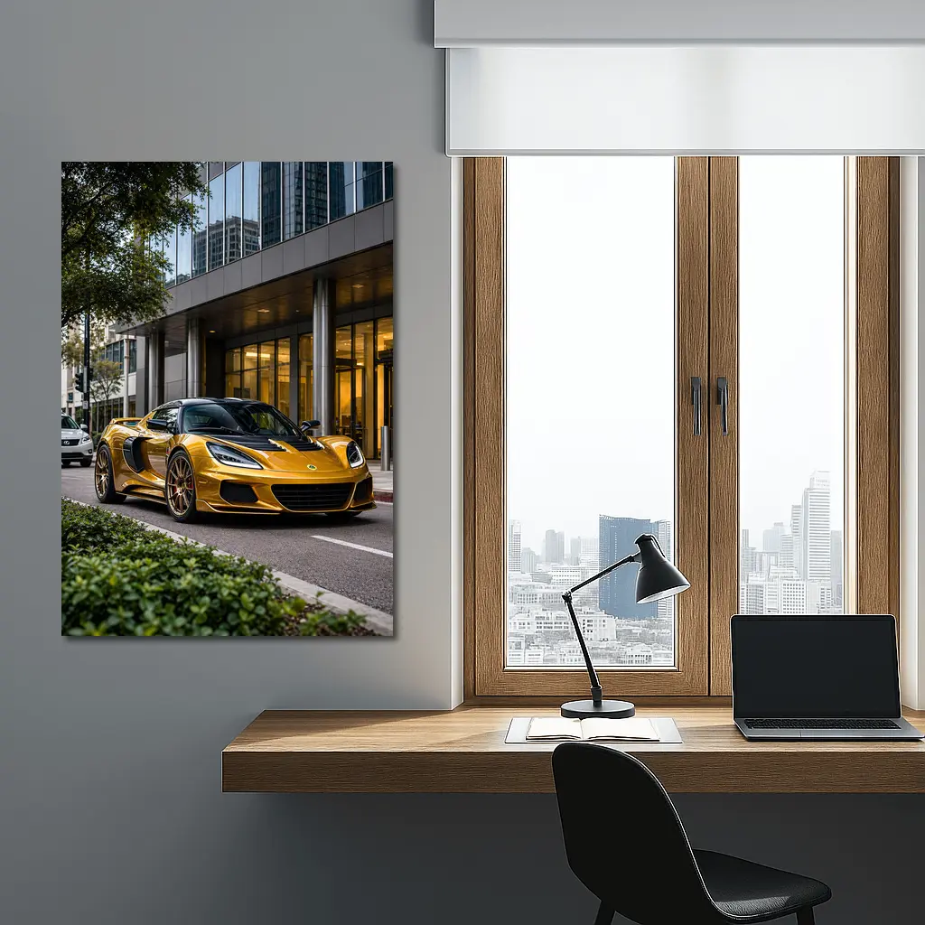 Lotus Emira Gold Supercar City Street – Wall Art