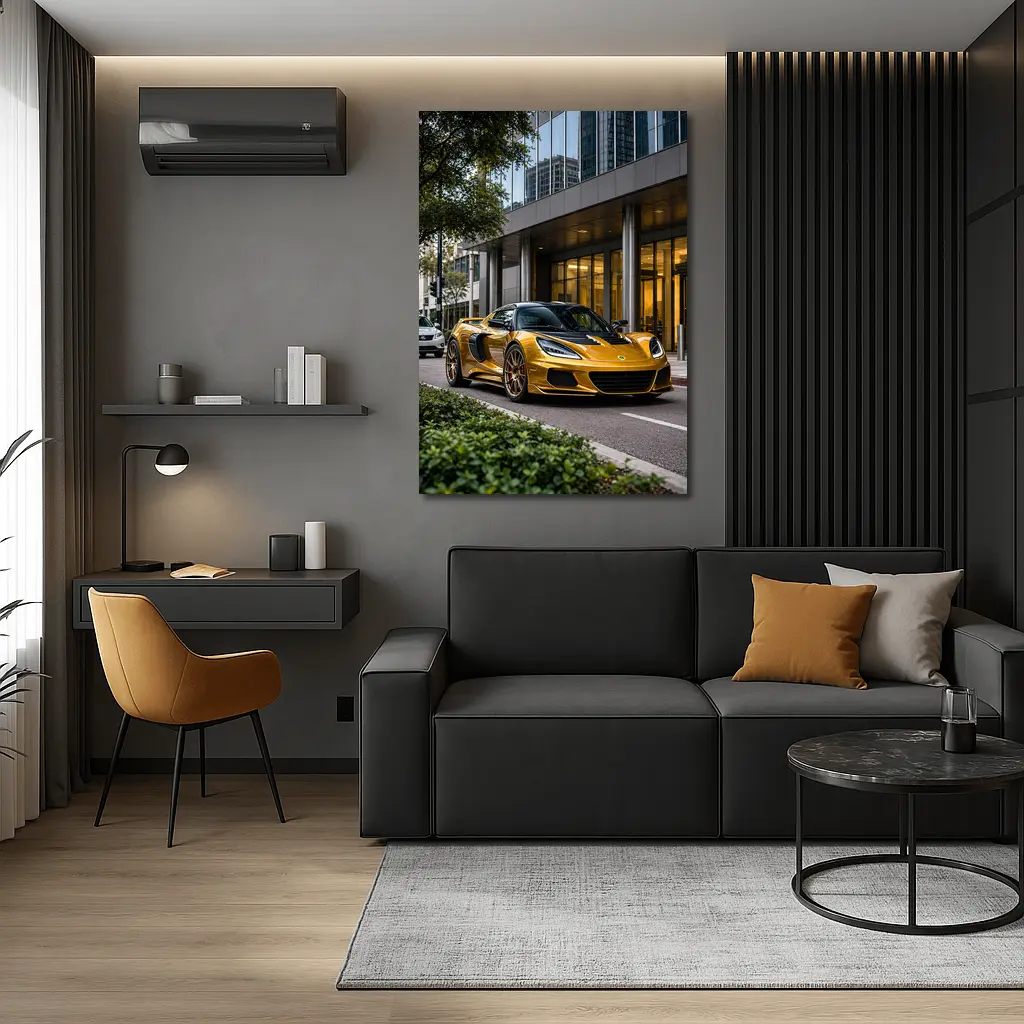Lotus Emira Gold Supercar City Street – Wall Art